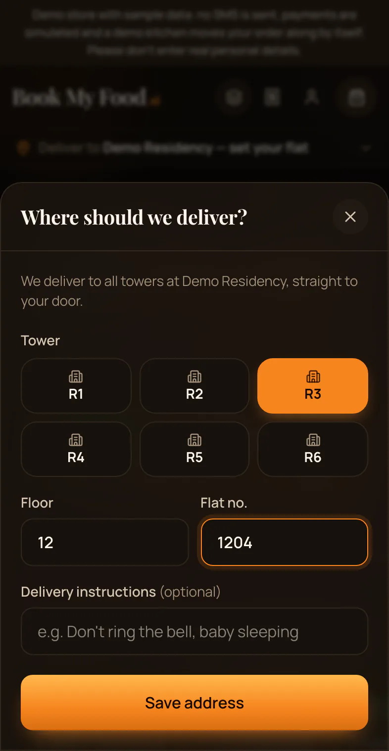 Choosing tower, floor and flat for delivery